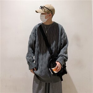 麻花毛衣男宽松慵懒ins韩版潮流情侣百搭纯色针织衫秋冬9019-P45，男装针织衫/毛衣，星座1008-1