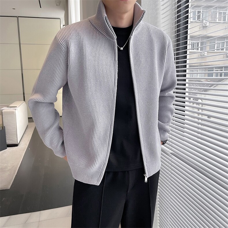 轻熟风~秋季新款立领拉链开衫毛衣M004/P85,男装针织衫/毛衣,电商B331