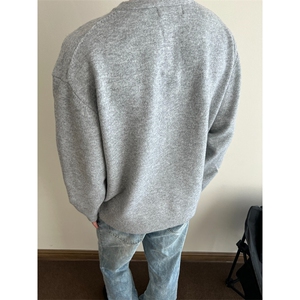 秋冬韩版简约金属钉扣设计亨利领毛衣男女保暖针织衫上衣 MY430图片