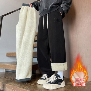 217-2-NK557-P45 冬季新款羊羔绒加绒加厚直筒休闲裤男大码卫裤图片