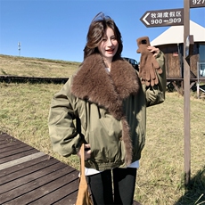 新款！冬装环保皮草两面穿派克服皮毛一体2C133-8987-P235-K348，女装派克服，2C133