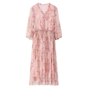 真丝连衣裙2025夏季新款大码女装衣服桑蚕丝高端精致气质碎花裙子图片