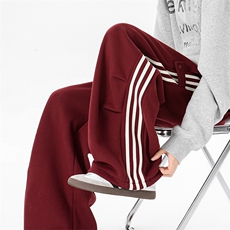 8XL-M奥粒绒加绒休闲裤男三条杠条纹运动裤宽松卫裤K9121P58控78，男装休闲裤，电商D206-1