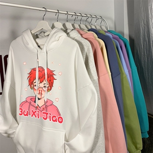 21秋季港风大码潮男无性别圆领套头卫衣情侣外套 WY103 P45控58图片