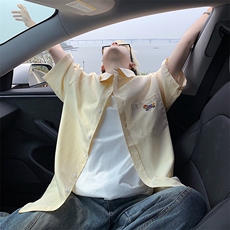B221美式ins港风宽松薄款条纹短袖衬衫SY2556-特P35控59，男装衬衫，电商B221