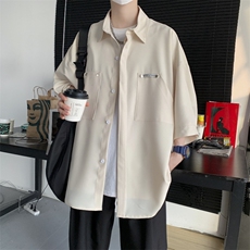 夏季短袖衬衫男韩系港风高级感五分袖半袖衬衣星座812-CY103-P45，男装T恤，星座812