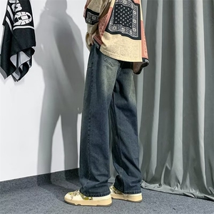 牛仔裤男秋季潮大码休闲裤子高街N1787P38图片