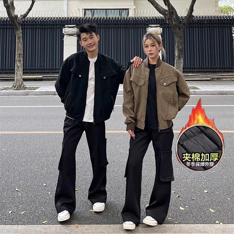 网图有货 复古加棉哈灵顿街头做旧工装夹克男J95-常规P75 夹棉P90图片