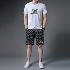 中老年运动套装男夏季两件套2023新款中年短袖T恤休闲夏装运动服，男装休闲套装，电商B212（原钱塘6029）