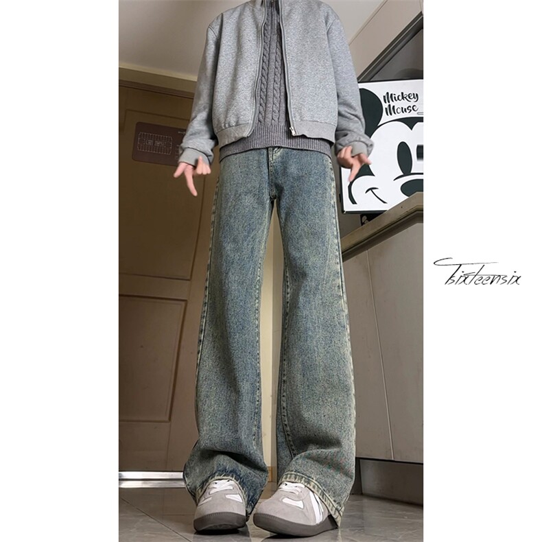 复古水洗做旧牛仔裤男春季美式cleanfit微喇裤A166-N558-P50控78,男装牛仔裤,电商A166