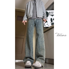 复古水洗做旧牛仔裤男春季美式cleanfit微喇裤A166-N558-P50控78，男装牛仔裤，电商A166