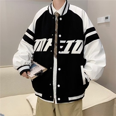 美式高街字母印花棒球服外套秋季港风拼接夹克情侣外套W5381-P55，男装夹克，星座512-2