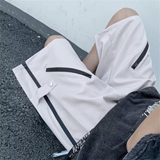 拉链冲锋短裤男夏季薄款美式高街机车潮流裤子E111P35，男装休闲裤，星座1116-2