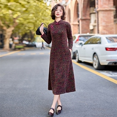 水衣源8108款冬季水貂绒（加厚面料）修身气质旗袍裙，女装汉服/婚纱/旗袍/礼服，水衣源