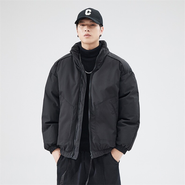 现货冬季美式休闲加厚雪山外套夹克立领纯色三防户外工装棉服,男装夹克,电商A486-1