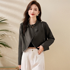 海宁皮衣女真皮绵羊皮2025年新款休闲短款高端皮夹克女士外套春秋，女装皮衣，江南女神