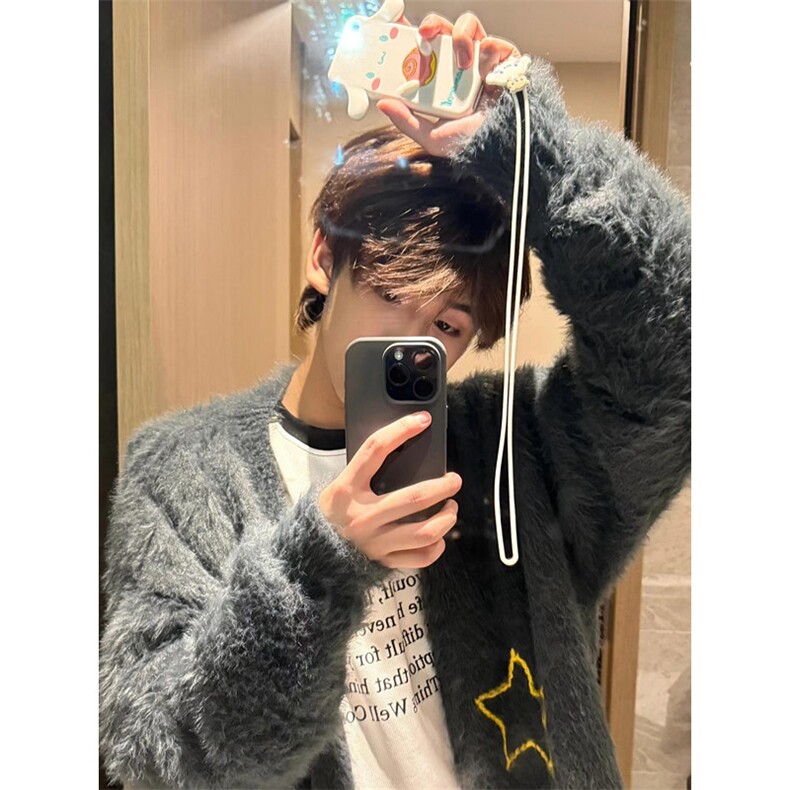 慵懒风星星刺绣毛衣外套女早秋新款潮流宽松长袖针织开衫MY313,男装针织衫/毛衣,星座1116A（原606A-3）