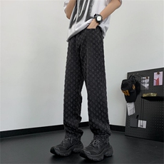 DT1716-P45美式复古高街牛仔裤男款宽松直筒潮牌套装百搭长裤子，男装牛仔裤，星座603-2
