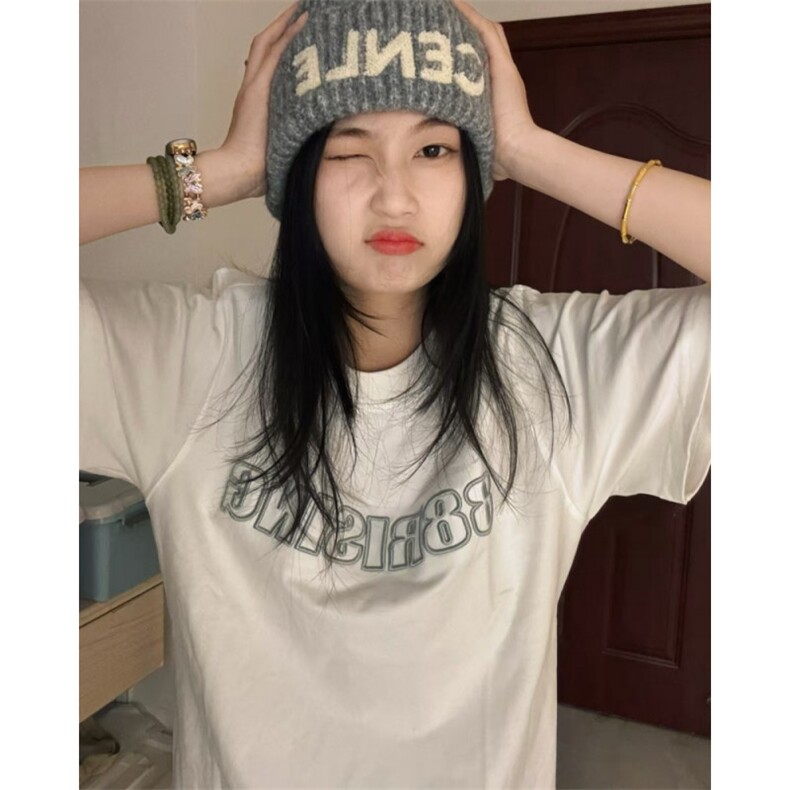 H1042-p30原版刺绣纯棉220克2026夏季休闲宽松短袖T恤女,男装T恤,星座617A-2