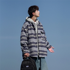 2025秋冬新款毛呢料格子宽松大码外套A017JK8052P85，女装短外套，电商A017