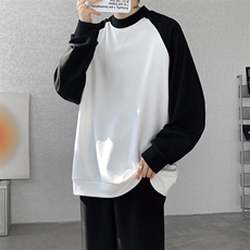 8XL-M280g重磅插肩半高领长袖t恤男打底德绒卫衣DR001特P27加绒37，男装T恤，电商B312