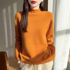 2025年秋季女套头镂空立体卷边半高，女装针织衫/毛衣，大美人包芯纱店