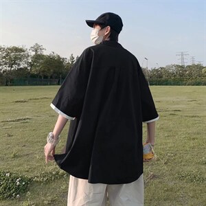 短袖衬衫春款男港风潮流C65P28图片