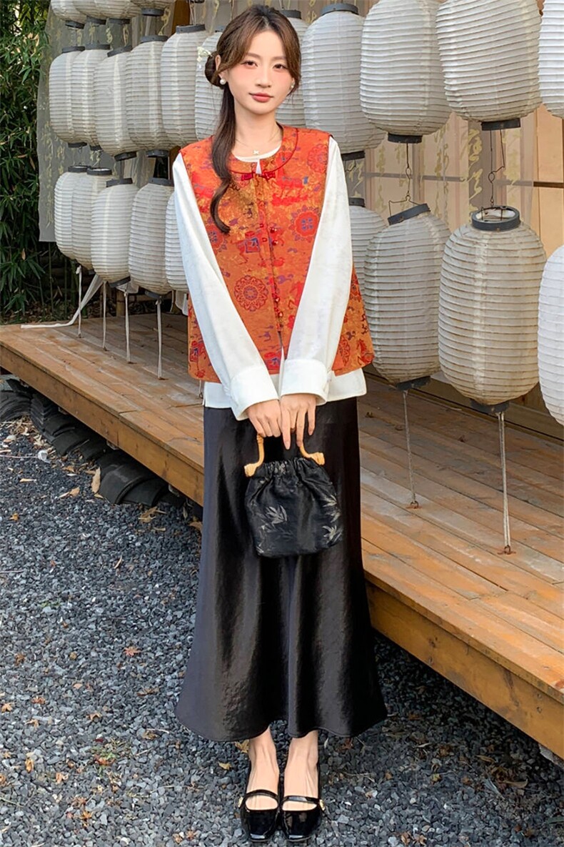 2026年春季新中式g风高级感提花设计感百搭无袖马甲,女装马甲,超帛