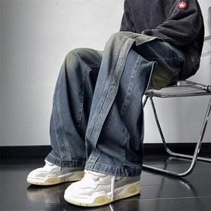 水洗做旧牛仔裤男高街vibe美式复古宽松设计感 ZN10 P46图片