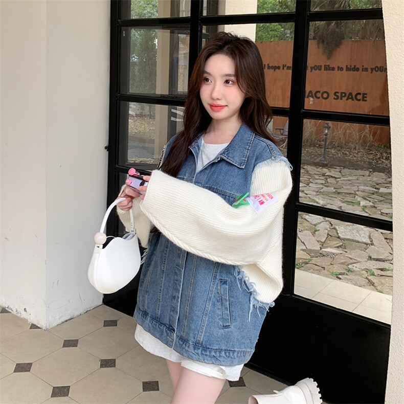 春现减龄小众设计牛仔拼接外套B190-2312-P120-K178,女装短外套,2B190