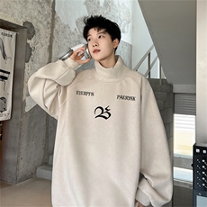 23秋季港风麂皮绒半高领卫衣GJW3346-P45控68，男装卫衣，电商B370