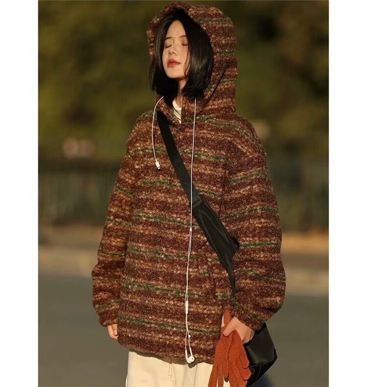 B12-P612025新款秋冬毛呢连帽卫衣男女日系潮牌宽松休闲,男装卫衣,电商B323A