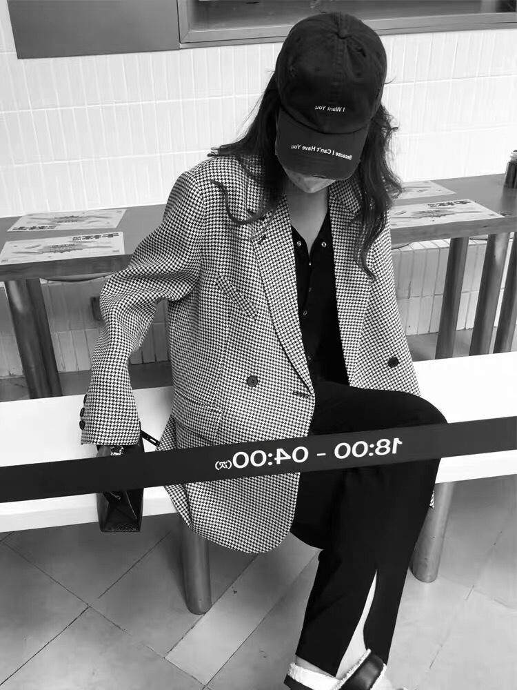 千鸟格西装，女装西装，XTZ style