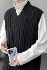 韩系叠穿复古麻花针织衫马甲男学院风早秋穿搭上衣服背心9097P58，男装针织衫/毛衣，电商B312