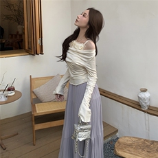 新款已出大货花朵上衣浅紫色半裙套装193a-833-p140k200，女装套装/套裙，浙宝193A