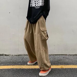 男秋季新款港风纯棉口袋工装休闲裤A376P35图片