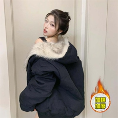 现货高品质美式高街冬季重磅硬挺短款座山雕毛领棉衣男女加厚外套，男装棉衣，电商A486-1