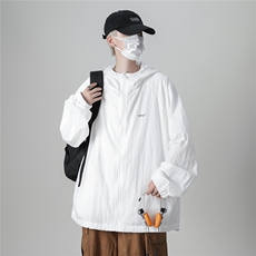 清凉防晒衣男外套多拉链宽松薄款工装户外连帽XZ212-1-QFS051-P38，男装防晒衣，星座212-1