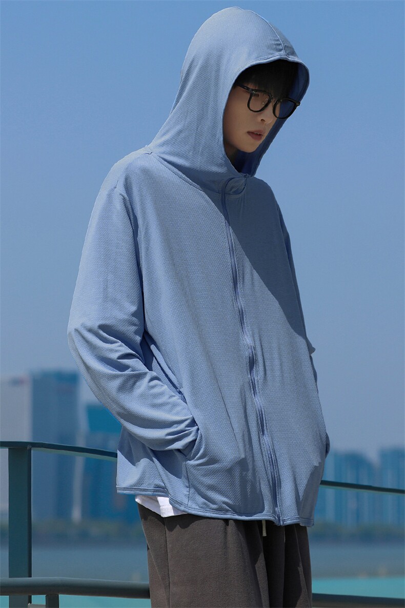 夏款中性凉感时尚防晒衣潮防紫外线面料纯色连帽外套男2088-P40,男装防晒衣,电商A441-1