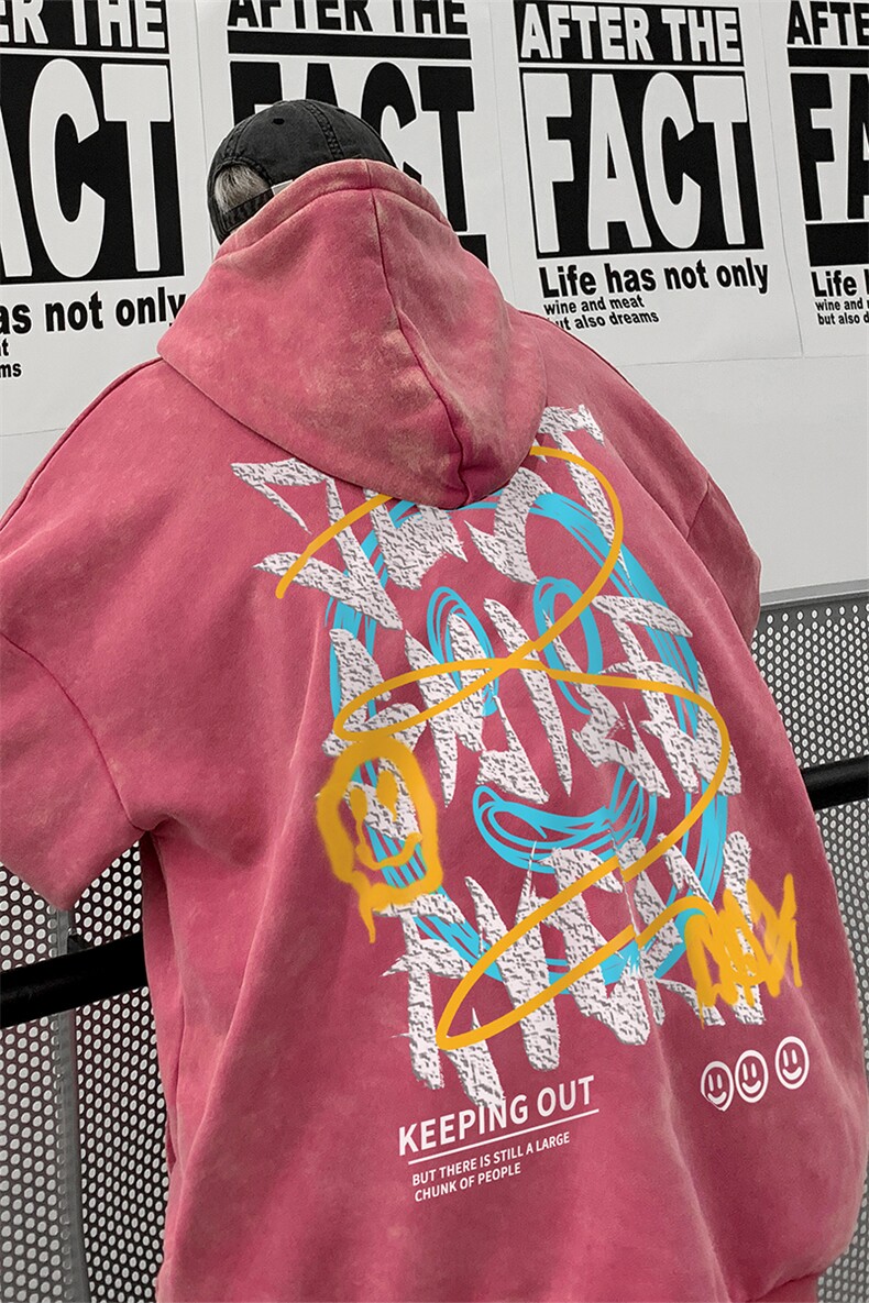 男装做旧加厚连帽卫衣23秋冬季笑脸印花男生外套XZ514-2-6678-P78,女装短外套,星座514-2(原B239)