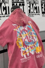 男装做旧加厚连帽卫衣23秋冬季笑脸印花男生外套XZ514-2-6678-P78，女装短外套，星座514-2(原B239)