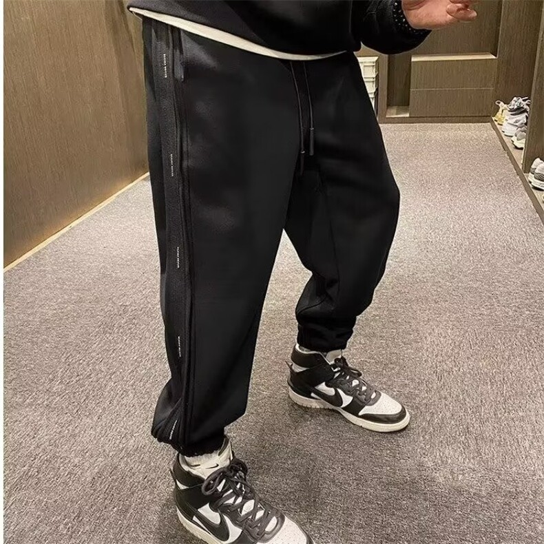 卫裤男秋冬季休闲运动裤男宽松束脚长裤青少年黑色加绒裤子男,男装休闲裤,星座1210-1