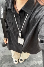 2025秋季新款港风女模大码鱼骨纹长袖衬衫M-5XHC25885-特P25，男装衬衫，电商A022