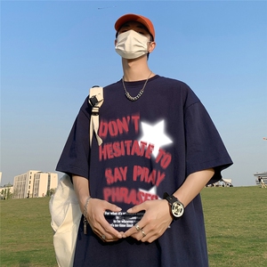 ！港风 23夏季时尚复古星星印花短袖T恤T6099P25控38图片
