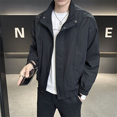2025春季新款男士外套立领帅气工装青年夹克百搭时尚潮流上衣，男装夹克，电商A225