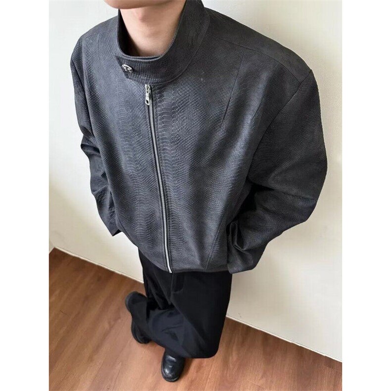 【有货】DJK293-特P88春季新款肌理纹路男士宽松短款皮夹克外套潮,男装夹克,星座603-2