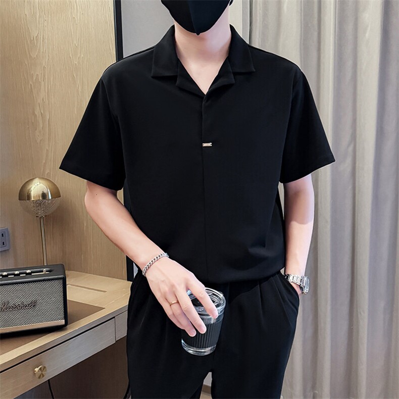 夏男立领纯色衬衫男休闲宽松休闲衬衣小伙A236-82552-P55,男装衬衫,电商A236