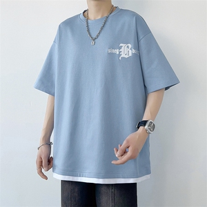 冰氧仿棉短袖港风白墙夏季休闲百搭刺绣纯色男上衣TC3149-P22控48图片