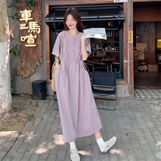 淑女长裙夏季海军领蕾丝连衣裙过膝宽松夏装女装气质大码显瘦时尚，女装连衣裙，2D014