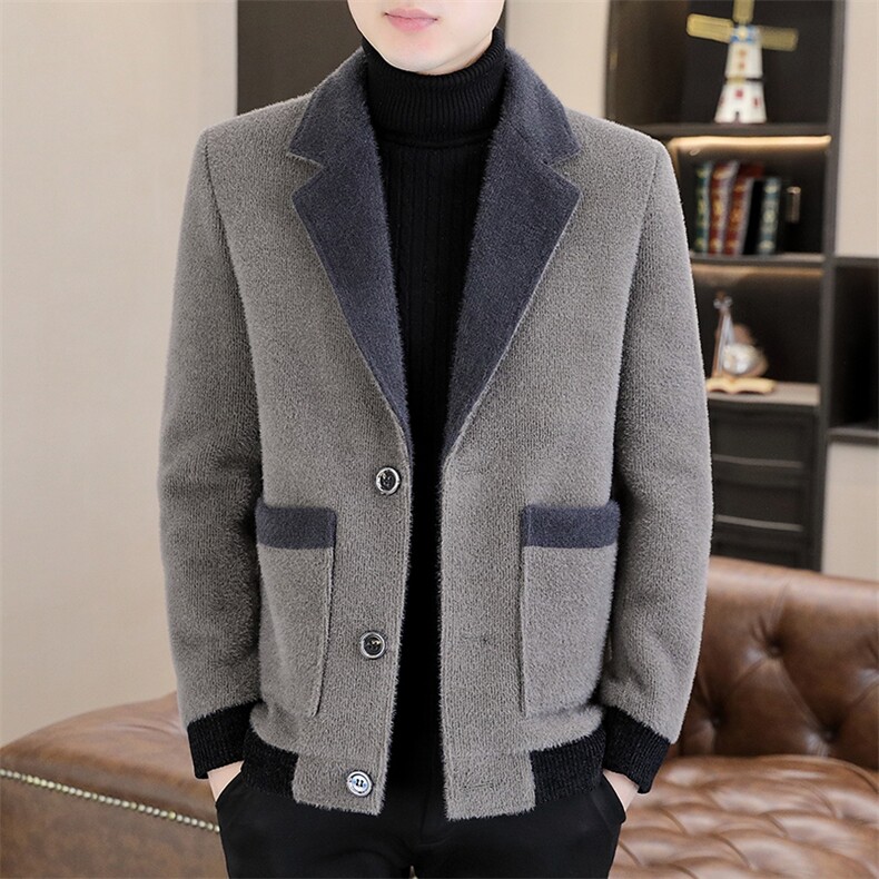 新款高品质男士毛呢大衣短款加棉加厚西装领夹克上衣A55P150控238，男装毛呢大衣，电商B226